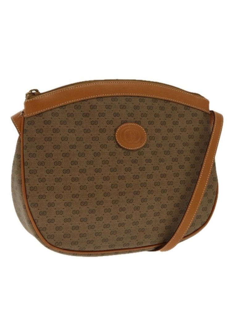 Authentic Gucci Micro Gg Canvas Shoulder Bag Beige Gold 007 87 0018